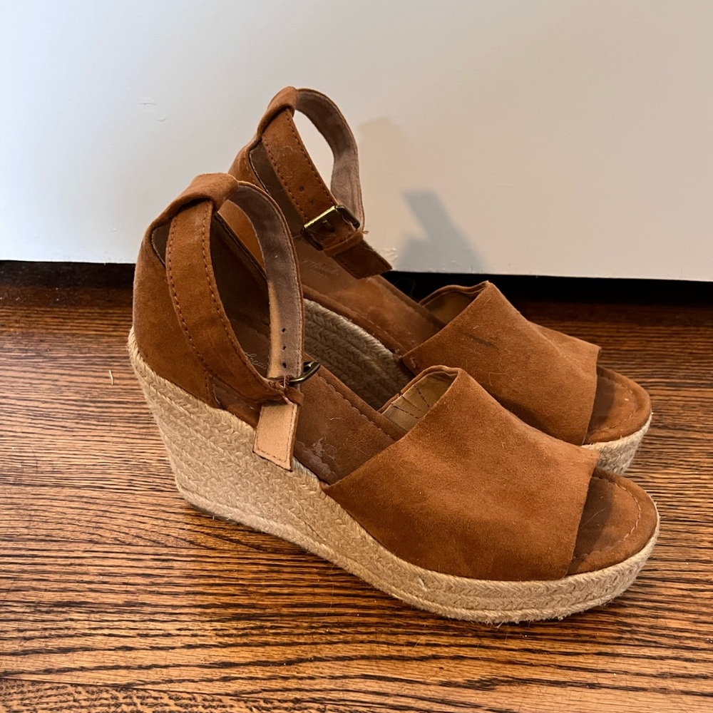 Tan suede platform wedges!